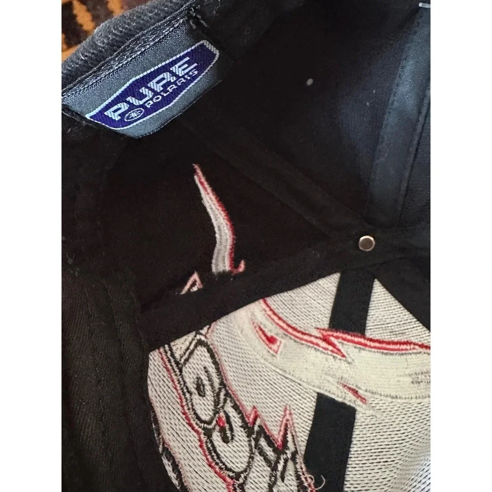 Pure Polaris Vertical‎ Escape Hat Black Red Silver Embroidered Snowmobile Cap